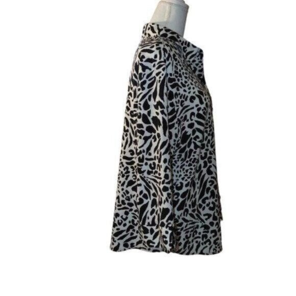 Alfred Dunner Womens Animal Print Blouse 3/4 Sleeve Button-Up Size 14 - Picture 2 of 4